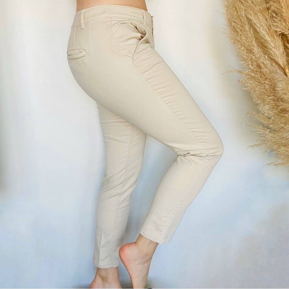 ANN TAYLOR LOFT Cream Tan Khaki Crop Cropped Ankle Slim Straight Pants 8
